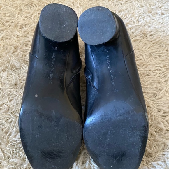 Banana Republic Ankle Boots Womens Black Leather Round Block Heel Retro, 9.5 - Picture 8 of 13